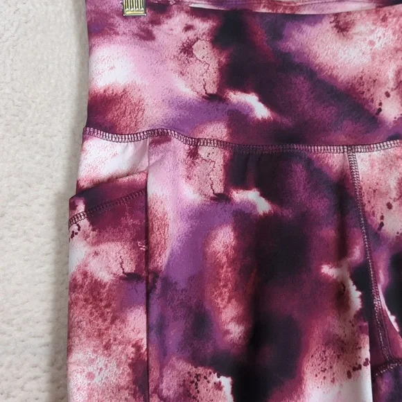 Yogasmoga Women's Pink Watercolor Athletic Yoga Pants Leggings Size L - Picture 4 of 6